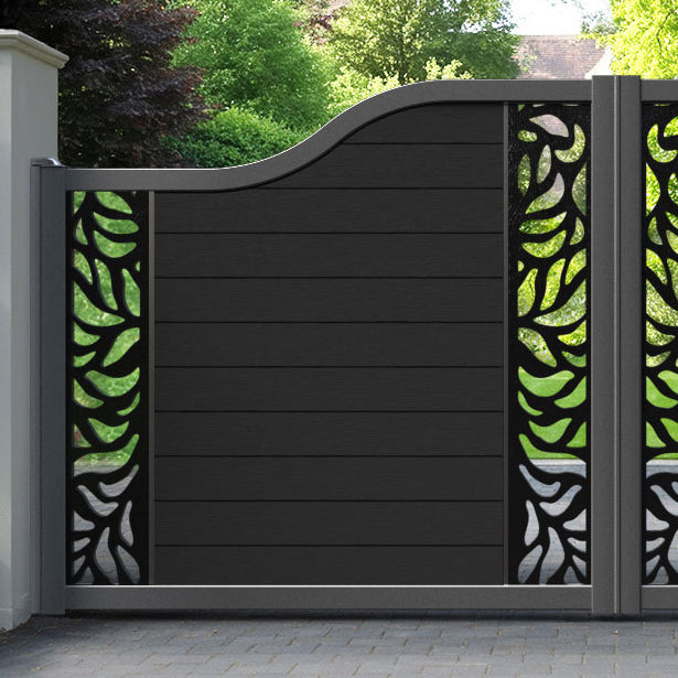 Fusion Plume Curved Top Driveway Gate - Black - Middle & End Screen