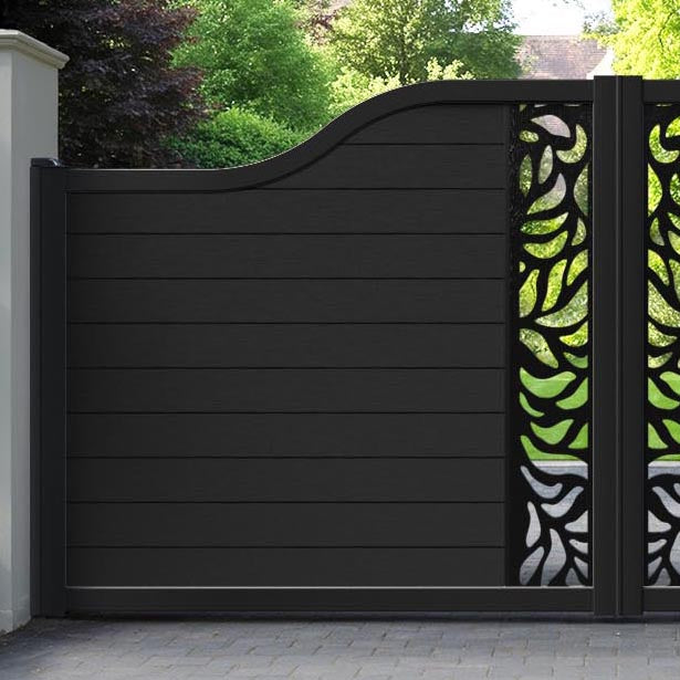 Fusion Plume Curved Top Driveway Gate - Black - Middle Screen