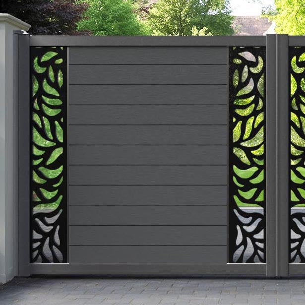 Fusion Plume Straight Top Driveway Gate - Dark Grey - Middle & End Screen