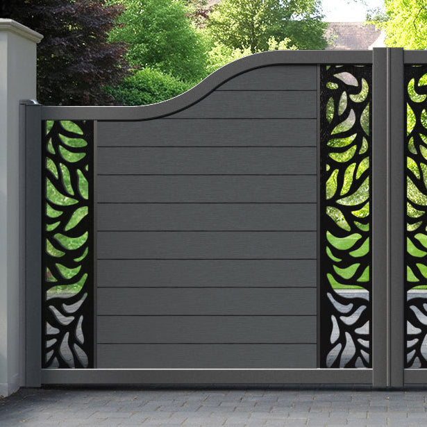 Fusion Plume Curved Top Driveway Gate - Dark Grey - Middle & End Screen