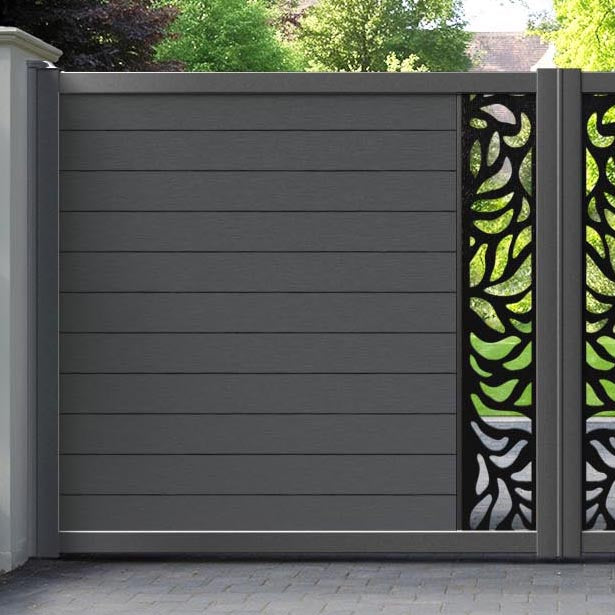 Fusion Plume Straight Top Driveway Gate - Dark Grey - Middle Screen