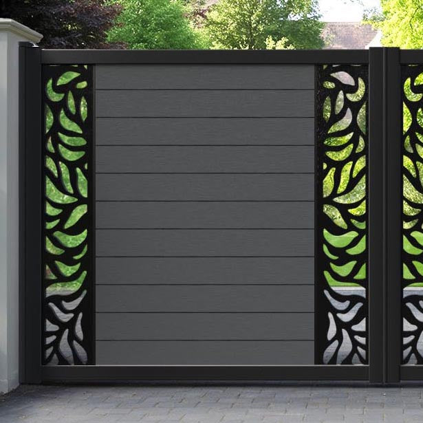 Fusion Plume Straight Top Driveway Gate - Dark Grey - Middle & End Screen