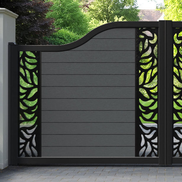 Fusion Plume Curved Top Driveway Gate - Dark Grey - Middle & End Screen