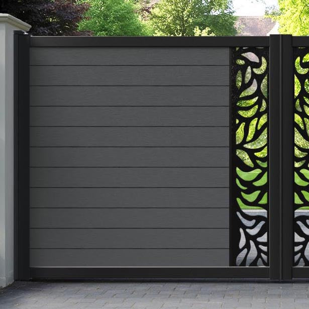Fusion Plume Straight Top Driveway Gate - Dark Grey - Middle Screen