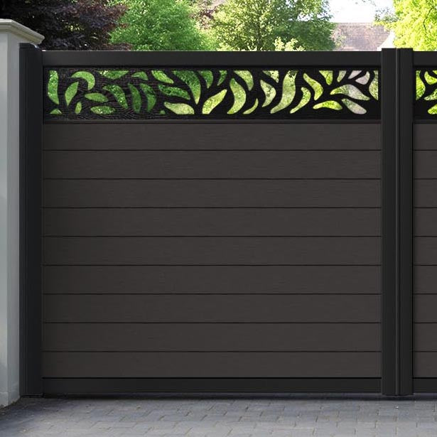 Fusion Plume Straight Top Driveway Gate - Dark Oak - Top Screen