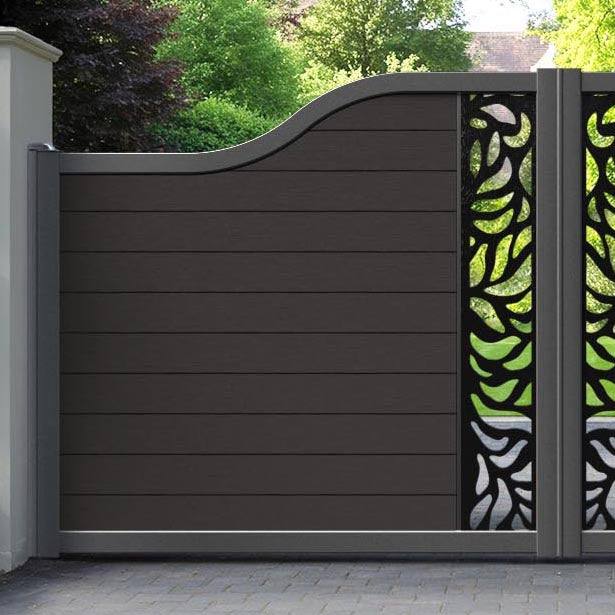 Fusion Plume Curved Top Driveway Gate - Dark Oak - Middle Screen
