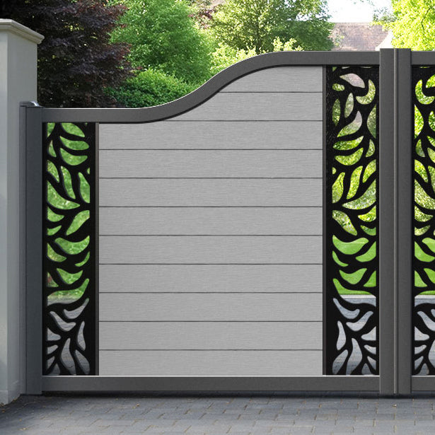 Fusion Plume Curved Top Driveway Gate - Light Grey - Middle & End Screen