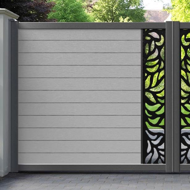 Fusion Plume Straight Top Driveway Gate - Light Grey - Middle Screen