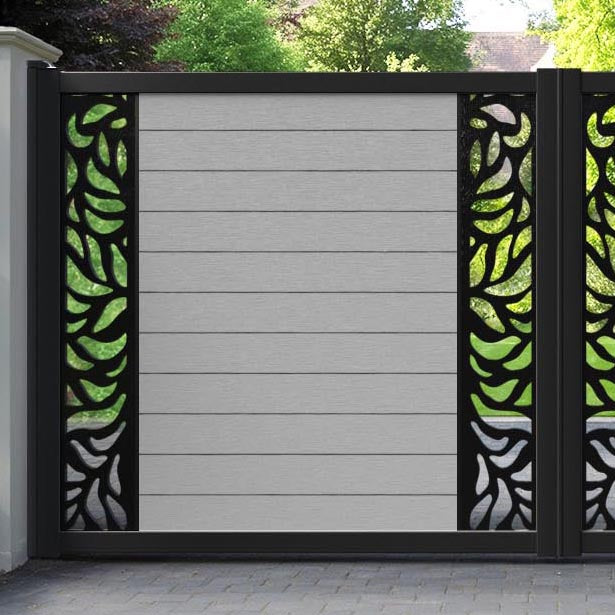 Fusion Plume Straight Top Driveway Gate - Light Grey - Middle & End Screen