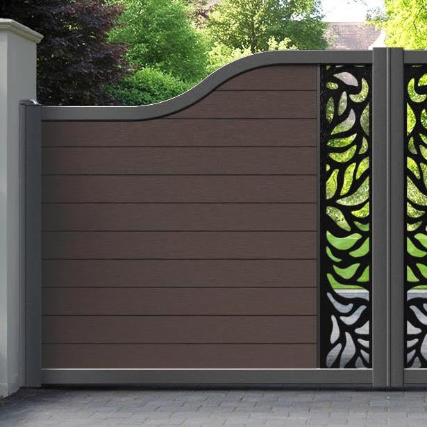 Fusion Plume Curved Top Driveway Gate - Mid Brown - Middle Screen