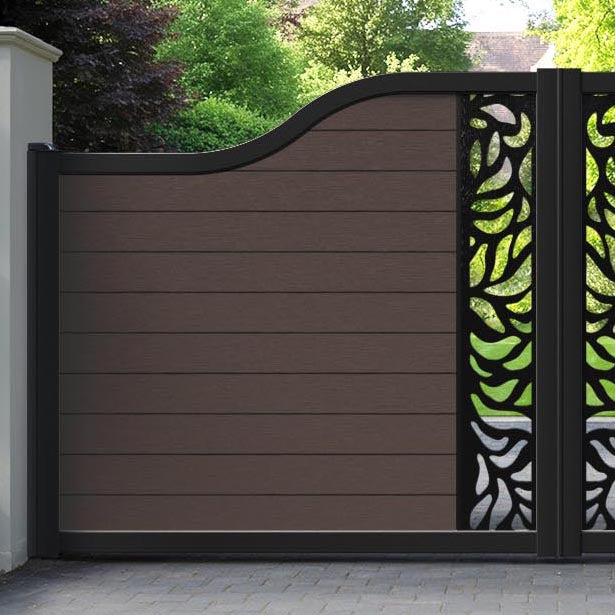 Fusion Plume Curved Top Driveway Gate - Mid Brown - Middle Screen