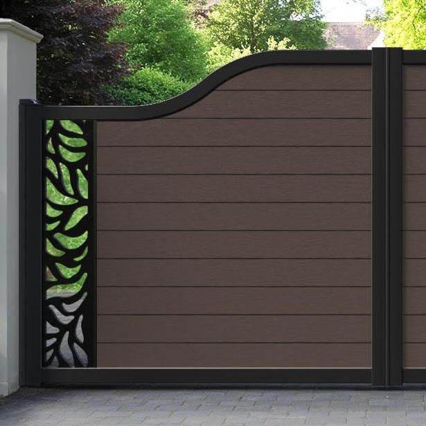 Fusion Plume Curved Top Driveway Gate - Mid Brown - End Screen