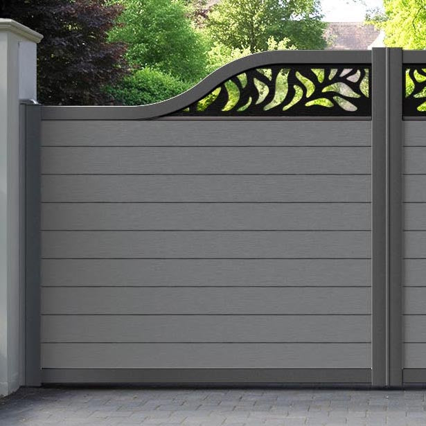 Fusion Plume Curved Top Driveway Gate - Mid Grey - Top Screen