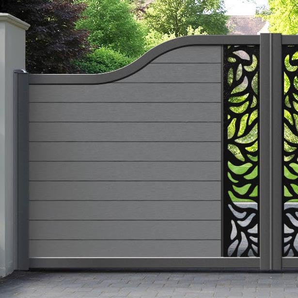 Fusion Plume Curved Top Driveway Gate - Mid Grey - Middle Screen