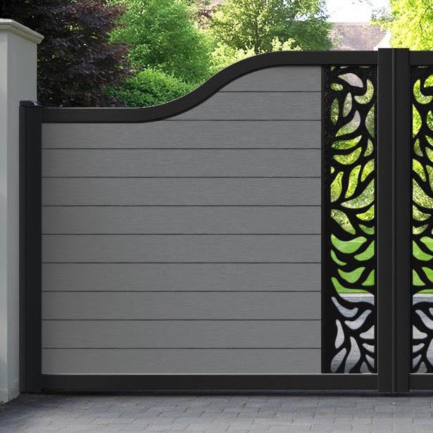 Fusion Plume Curved Top Driveway Gate - Mid Grey - Middle Screen