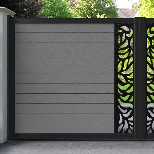 Fusion Plume Straight Top Driveway Gate - Mid Grey - Middle Screen