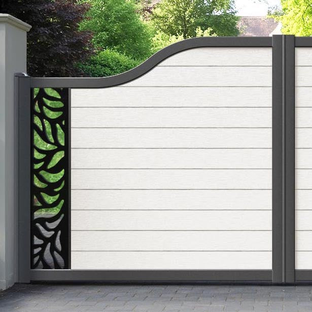 Fusion Plume Curved Top Driveway Gate - Light Stone - End Screen