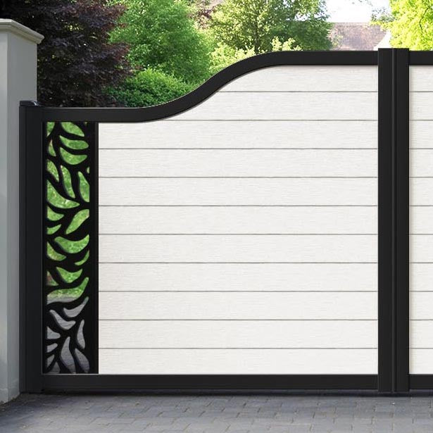 Fusion Plume Curved Top Driveway Gate - Light Stone - End Screen