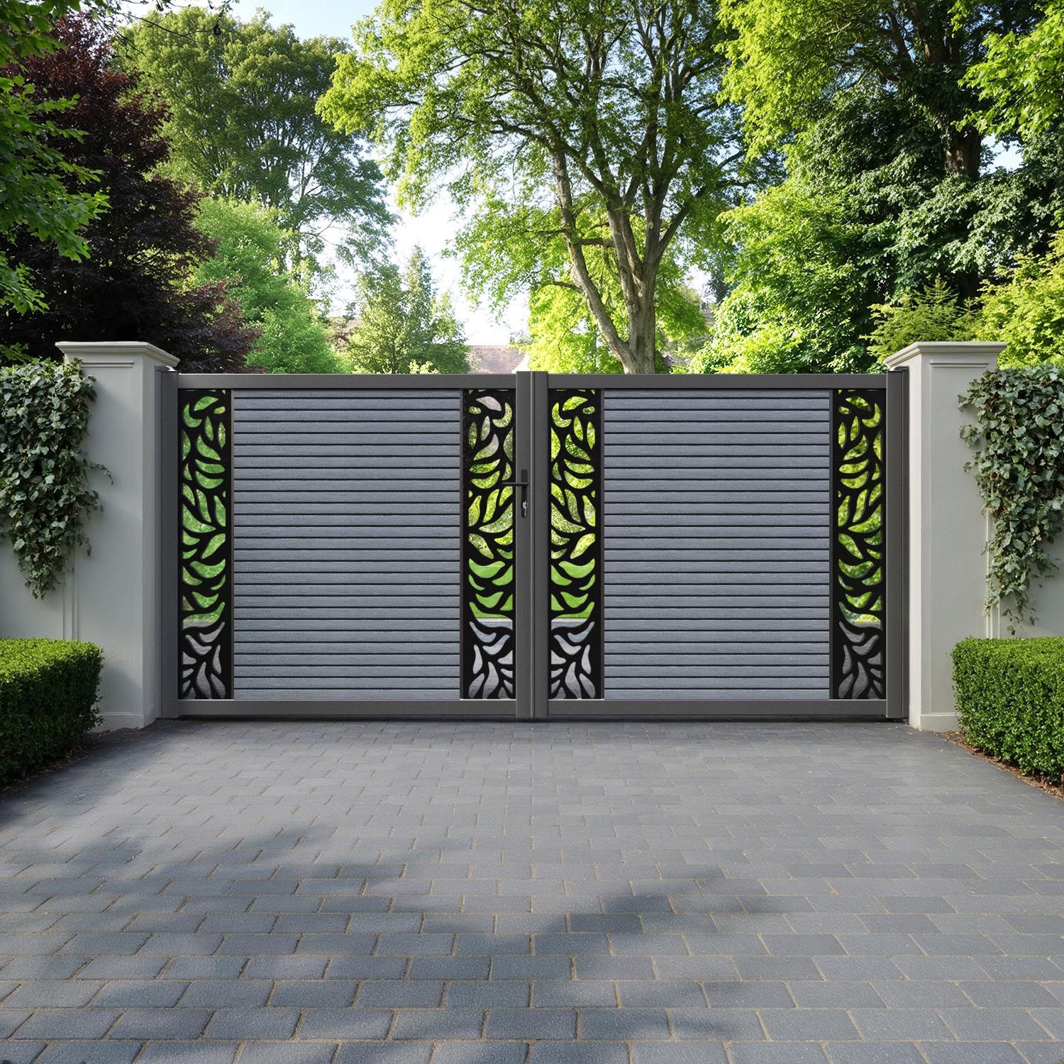 Hudson Plume Straight Top Driveway Gate - Anthracite - Middle & End Screen