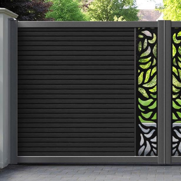 Hudson Plume Straight Top Driveway Gate - Black - Middle Screen