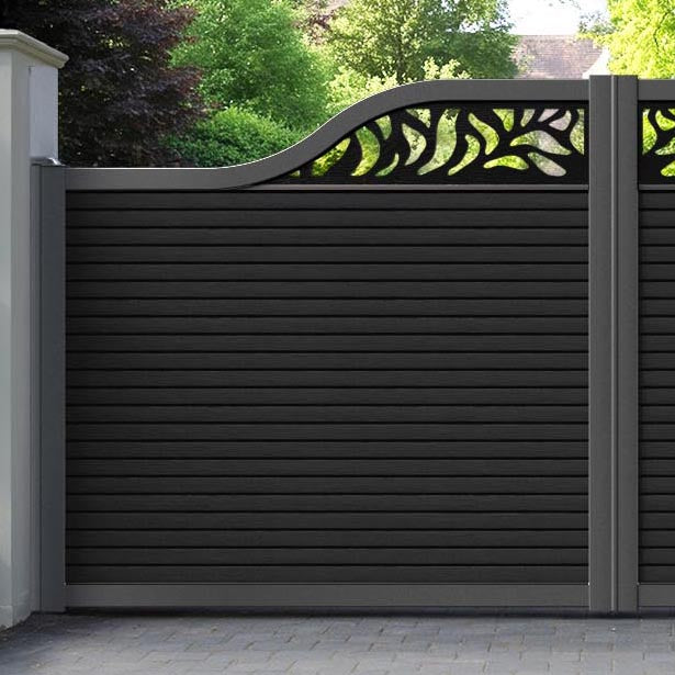 Hudson Plume Curved Top Driveway Gate - Black - Top Screen