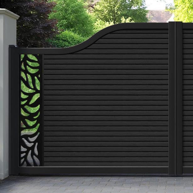 Hudson Plume Curved Top Driveway Gate - Black - End Screen