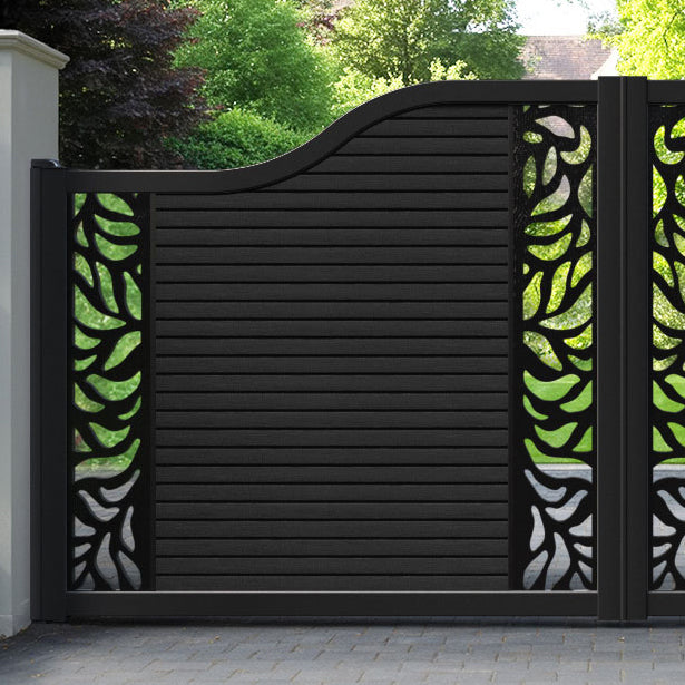 Hudson Plume Curved Top Driveway Gate - Black - Middle & End Screen