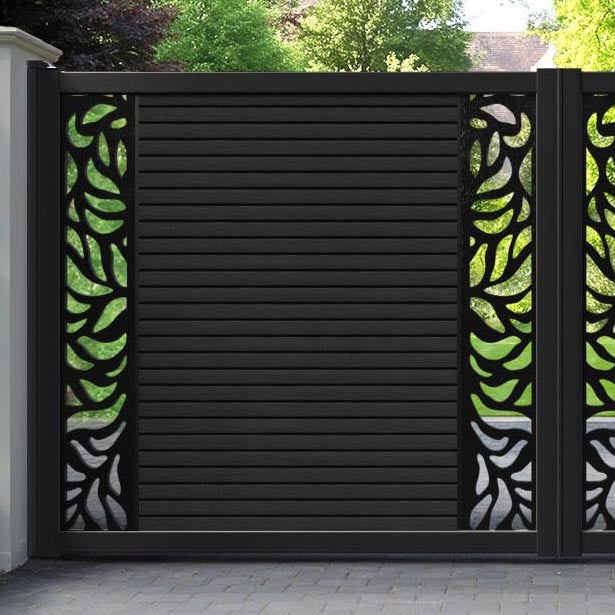 Hudson Plume Straight Top Driveway Gate - Black - Middle & End Screen