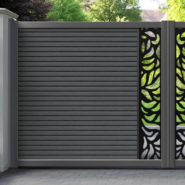 Hudson Plume Straight Top Driveway Gate - Dark Grey - Middle Screen