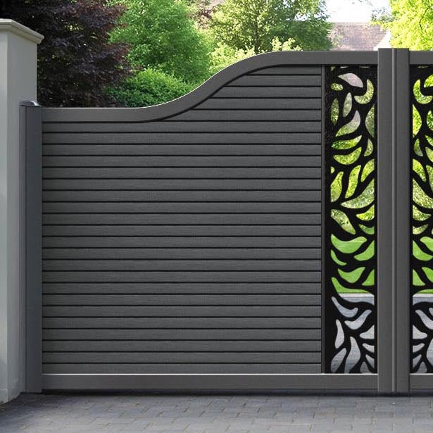 Hudson Plume Curved Top Driveway Gate - Dark Grey - Middle Screen