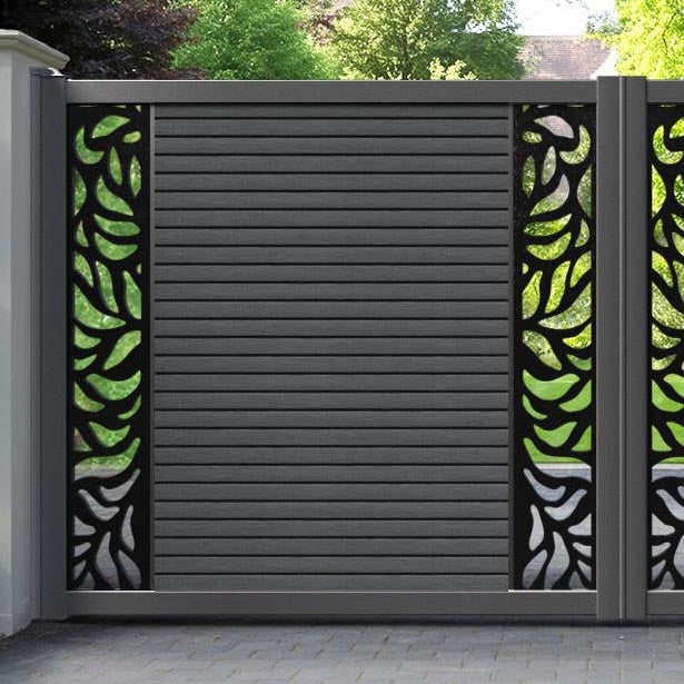 Hudson Plume Straight Top Driveway Gate - Dark Grey - Middle & End Screen