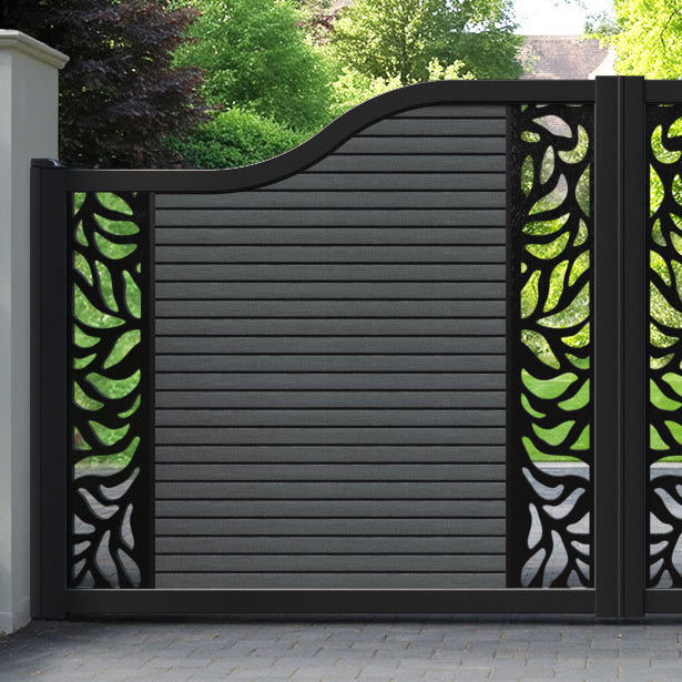 Hudson Plume Curved Top Driveway Gate - Dark Grey - Middle & End Screen