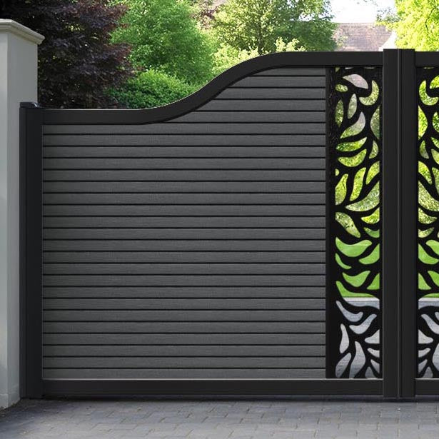 Hudson Plume Curved Top Driveway Gate - Dark Grey - Middle Screen
