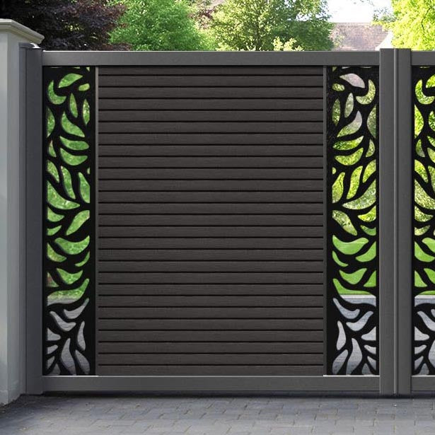 Hudson Plume Straight Top Driveway Gate - Dark Oak - Middle & End Screen