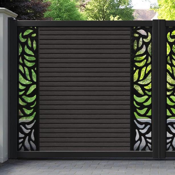 Hudson Plume Straight Top Driveway Gate - Dark Oak - Middle & End Screen