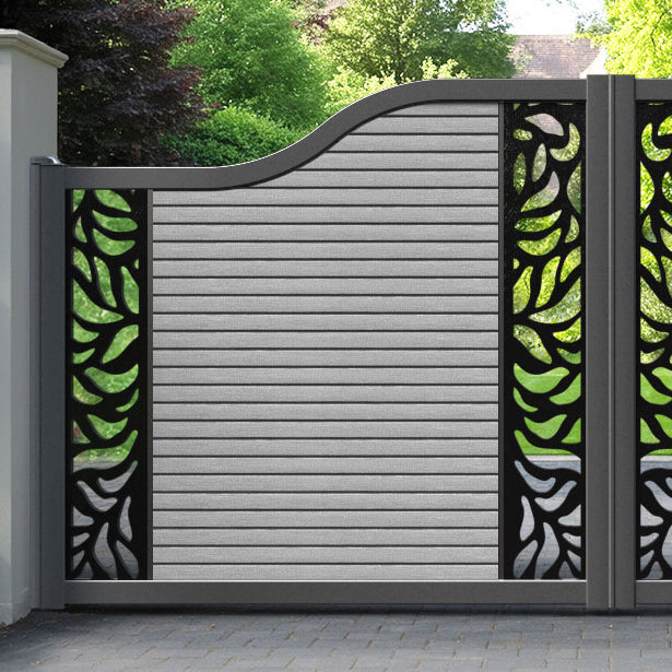 Hudson Plume Curved Top Driveway Gate - Light Grey - Middle & End Screen
