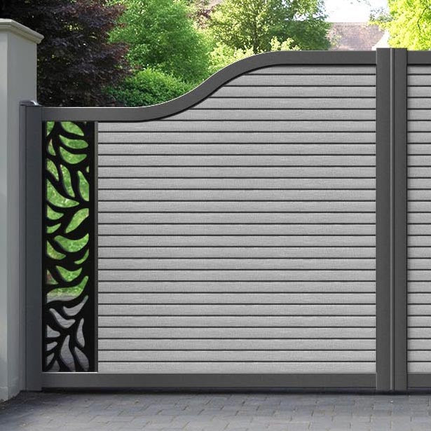 Hudson Plume Curved Top Driveway Gate - Light Grey - End Screen
