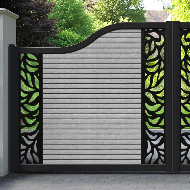 Hudson Plume Curved Top Driveway Gate - Light Grey - Middle & End Screen
