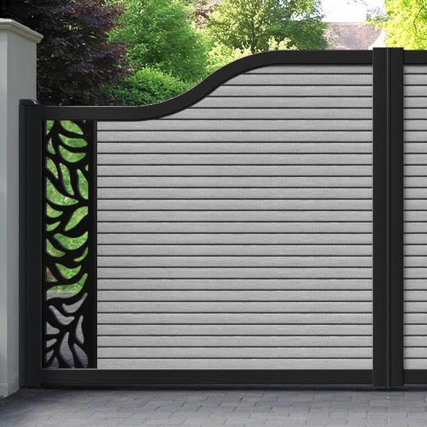 Hudson Plume Curved Top Driveway Gate - Light Grey - End Screen