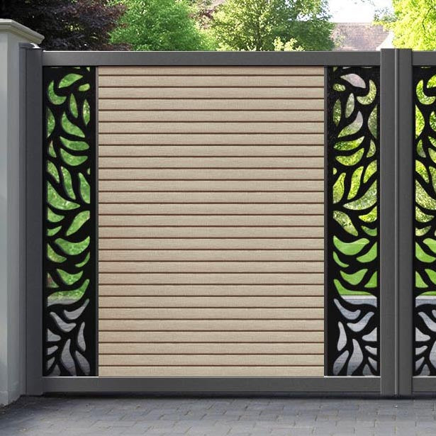 Hudson Plume Straight Top Driveway Gate - Light Oak- Middle & End Screen