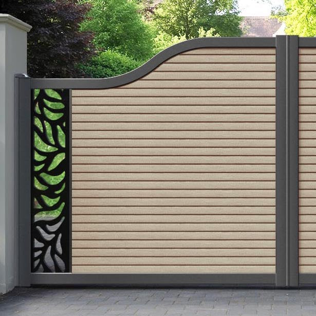 Hudson Plume Curved Top Driveway Gate - Light Oak- End Screen
