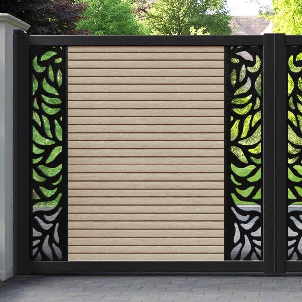 Hudson Plume Straight Top Driveway Gate - Light Oak- Middle & End Screen