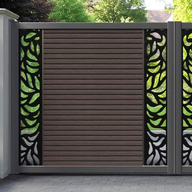 Hudson Plume Straight Top Driveway Gate - Mid Brown - Middle & End Screen