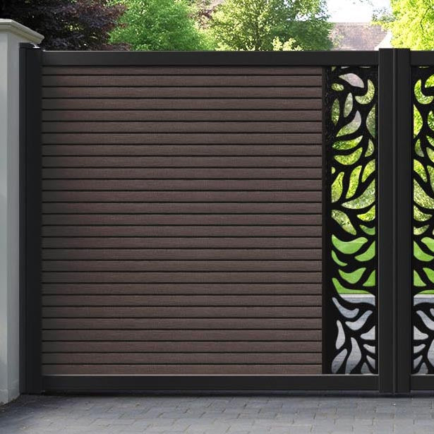 Hudson Plume Straight Top Driveway Gate - Mid Brown - Middle Screen