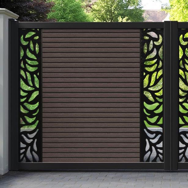 Hudson Plume Straight Top Driveway Gate - Mid Brown - Middle & End Screen