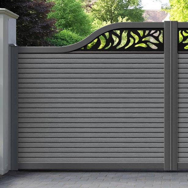 Hudson Plume Curved Top Driveway Gate - Mid Grey - Top Screen