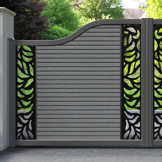 Hudson Plume Curved Top Driveway Gate - Mid Grey - Middle & End Screen