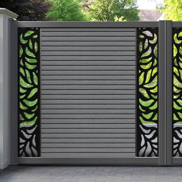 Hudson Plume Straight Top Driveway Gate - Mid Grey - Middle & End Screen