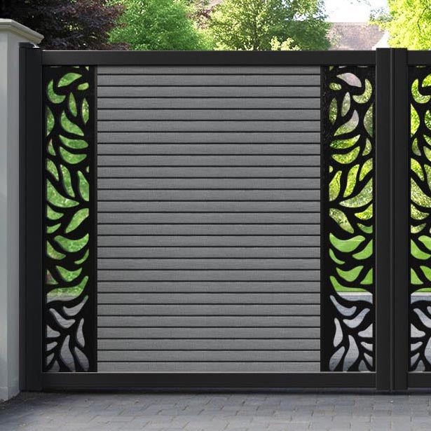 Hudson Plume Straight Top Driveway Gate - Mid Grey - Middle & End Screen
