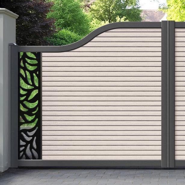 Hudson Plume Curved Top Driveway Gate - Mid Stone - End Screen